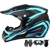 Motocross Helmet,Adult &Youth Trend Full Face Helmet,ATV Motorcycle Helmet,Dirt Bike Downhill Off-Road Mountain Bike Helmet,DOT Certified,4-Piece Set (Blue, M)
