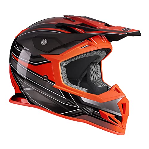 GLX GX23 Dirt Bike Off-Road Motocross ATV Motorcycle Full Face Helmet for Men Women, DOT Approved (Sear Orange, Large)