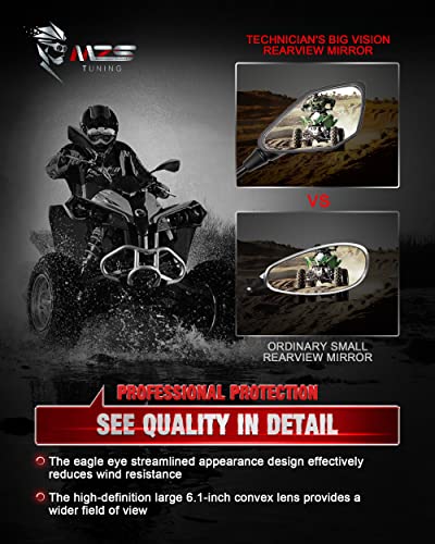 MZS ATV Mirrors | Universal Rear View 7/8 Handlebar Mount Side Compatible with Motorcycle Dirt Bike Quad Street Bike Adventure Snowmobile Jet ski Scooter Coolster Moped GY6 ATV's