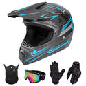 Casque Motocross Intégral Enfants/Ados - Certifié DOT/ECE - Avec Lunettes, Gants, Masque - Taille S à XL - Quad, VTT, BMX - 1