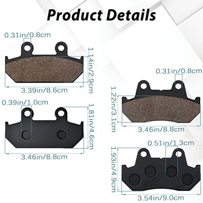 SOLLON Front and Rear Brake Pads for Honda GL 1500 Goldwing 1500 SE L GL1500 GL1500SE L GL1500A Aspencade GL1500I Interstate 1988-2000