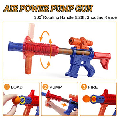 Shooting Games Toys for Age 5 - 6 7 8 9 10 + Year Old Boys, Kids Toy Sports & Outdoor Game with Moving Shooting Target & 2 Popper Air Toy Guns & 24 Foam Balls, Gifts for Boys and Girls