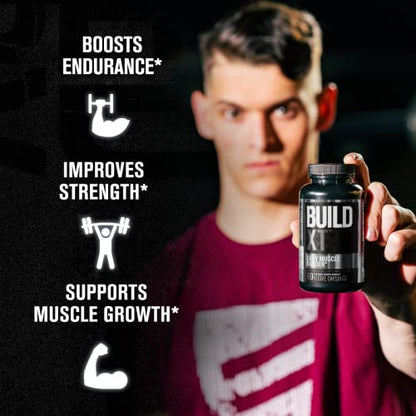 Jacked Factory Build-XT Muscle Builder - Daily Muscle Building Supplement for Muscle Growth and Strength | Featuring Powerful Ingredients Peak02 & elevATP - 60 Veggie Pills