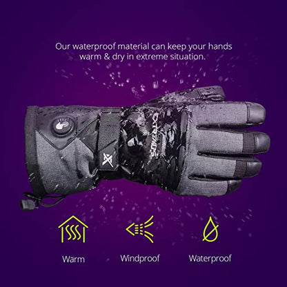 Extremus Buckwell Heated Gloves, Rechargeable Electric Warm Touch Screen fingertips Waterproof Winter Gloves for Men & Women, Heated Ice Fishing, Skiing, Snowboarding, Snowmobile Gloves
