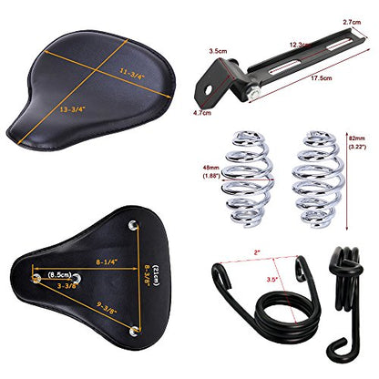 Black Motorcycle Cushion Spring Solo Seat compatible with Honda Rebel 250 300 500 Refit Bobber