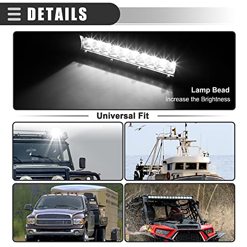 Motoforti Universal LED Light Bar, Flood Spot Combo Driving Working Fog Lights, for Car Rack Bumper, for Off-road Pickup Trucks, 7 Inch 20 LED 60W 12-24V, Aluminium, Black