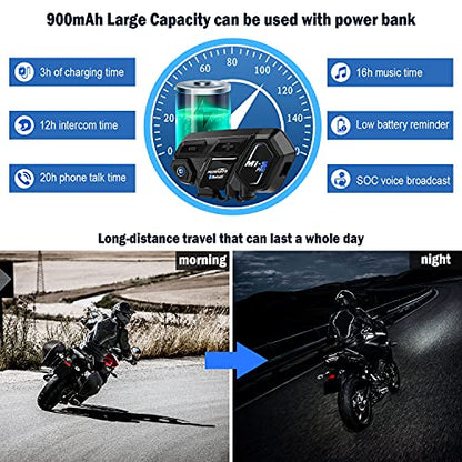 FODSPORTS Motorcycle Bluetooth Intercom, M1S Pro 2000m 8 Riders Group Motorbike Helmet Communication System Headset Universal Wireless Interphone (Waterproof/Handsfree/Stereo Music/GPS/2 Pack)