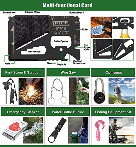 ASSABER Survival Kit,13 in 1 Survival Gear and Equipment, for Dad, First Aid Kit with Survival Bracelets Emergency Blanket Tactical Flashlight for Camping Adventures
