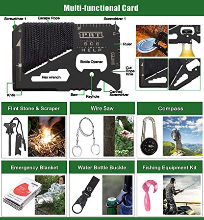 ASSABER Survival Kit,13 in 1 Survival Gear and Equipment, for Dad, First Aid Kit with Survival Bracelets Emergency Blanket Tactical Flashlight for Camping Adventures