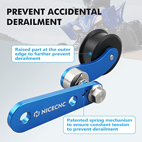 NICECNC Blue Brake Lever Pedal Extender and Chain Roller Tensioner with Spring Compatible with Yamaha YFZ450R 2009-2023