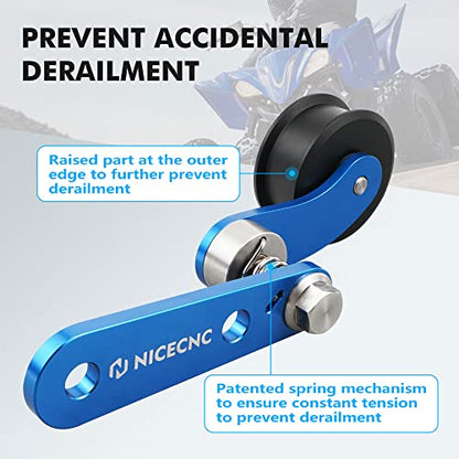 NICECNC Blue Brake Lever Pedal Extender and Chain Roller Tensioner with Spring Compatible with Yamaha YFZ450R 2009-2023