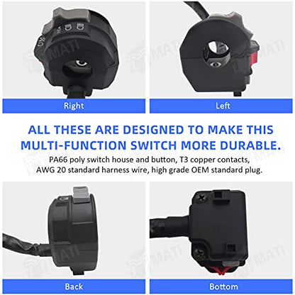 Left Handlebar Control Engine Start Run Off Headlight Switch for Yamaha Wolverine 350 YFM350F Big Bear 350 YFM350F/U Kodiak 400 4WD YFM400F Warrior 350 YFM350X Grizzly 600 YFM600F Moto-4 YFM350E