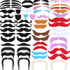 68 Pieces Fake Mustaches Eyebrow Beard Self Adhesive Fake Mustache Fiesta Party Supplies, Novelty Mustaches Stickers Set for Costume and Halloween Masquerade Party (Multicolor)