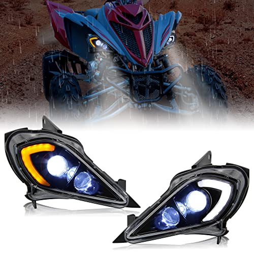 SAUTVS LED Headlights High Low Beam Head Lights Front Lamps DRL Turn Signal Light for Yamaha YFZ 450 YFZ450R YFZ450X Wolverine 450 350 Raptor 250 350 Raptor 700 2006-2022 Accessories (2PCS)