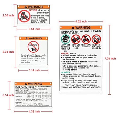 For Yamaha Stickers Warning Decals Labels with Bolts Kit Aluminum Backing Plates ATV Accessories Parts fit for Banshe,YFZ450R efi, Raptor 700, Raptor 660, YFZ450 carb model, Warrior 350, Blaster 200