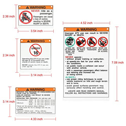 For Yamaha Stickers Warning Decals Labels with Bolts Kit Aluminum Backing Plates ATV Accessories Parts fit for Banshe,YFZ450R efi, Raptor 700, Raptor 660, YFZ450 carb model, Warrior 350, Blaster 200