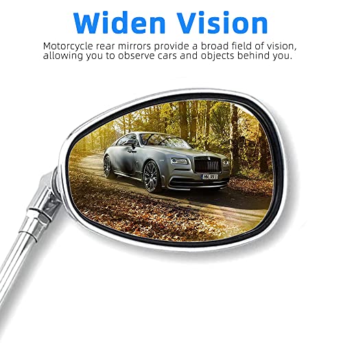 Motorcycle Mirrors, Universal 8mm 10mm Chrome Motorcycle Rear View Side Mirrors Handle Bar Bar End Motorcycle Mirrors Fit For Most Motorbikes
