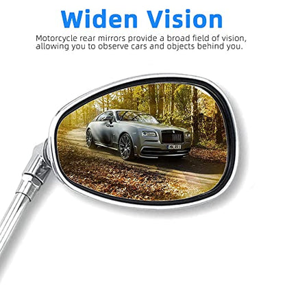 Motorcycle Mirrors, Universal 8mm 10mm Chrome Motorcycle Rear View Side Mirrors Handle Bar Bar End Motorcycle Mirrors Fit For Most Motorbikes