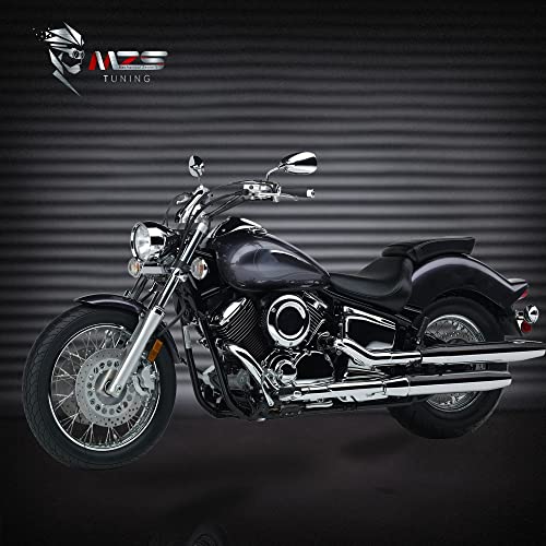MZS Cruiser Motorcycle Mirrors Chrome, Touring Rear View Side Mirror Adjustable Compatible with Fury Interstate Magna Nighthawk Rebel 250 300 500 CMX Sabre Shadow Stateline Valkyrie VTX1300 VTX1800