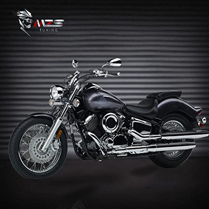 MZS Cruiser Motorcycle Mirrors Chrome, Touring Rear View Side Mirror Adjustable Compatible with Fury Interstate Magna Nighthawk Rebel 250 300 500 CMX Sabre Shadow Stateline Valkyrie VTX1300 VTX1800
