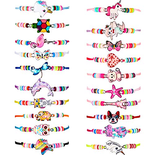 BBTO 20 Pieces Unicorn Bracelets Friendship Bracelets for Girls Women Bracelets Jewelry Animal Pendant Unicorn Owl Cute Bracelets Adjustable for Prize Pretend Play Party Favors (Dog Style)