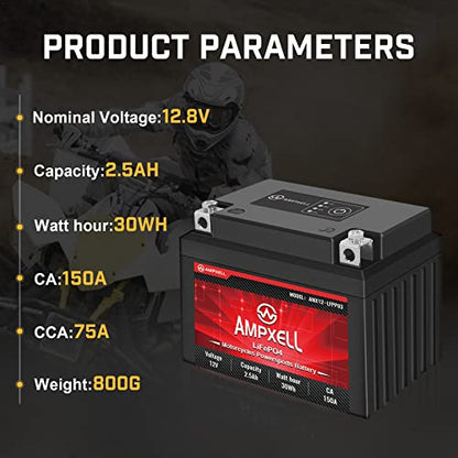 YTX4L-BS Lithium Motorcycle Battery 12V 2.5AH 150A with Smart BMS, Replacement Motorcycle, ATV, UTV, Scooter, 4 Wheeler Generator Battery and YTZ5S battery honda grom battery etc