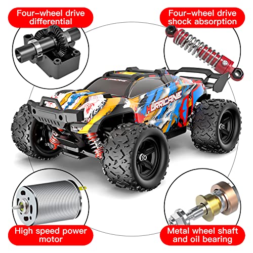 PHOUPHO Remote Control Car 1:18 Scale 45Km/h 4WD RC Car, Waterproof Drift Off-Road New HP Brush Motor with Two Rechargeable Batteries, Hobbyist Grade for Adults, Toy Gift for Boys Girls and Adults