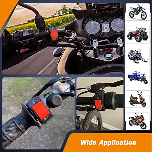 1 Piece Motorcycle Headlight Switch Handlebar Toggle Switch with On Off Push Button for U5 U7 U2 Motorcycles Scooter Electrombile Motorbike-7/8inch 22mm(Red)