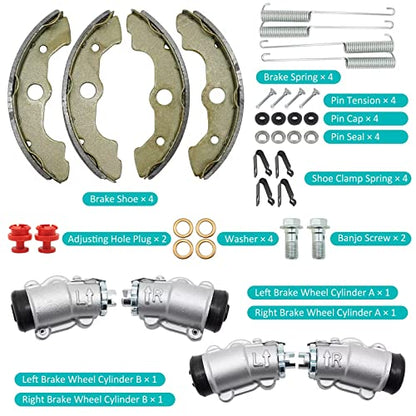 Front Brake Wheel Cylinders Shoes Kit for Honda Rancher 350 400 TRX350 TRX400 2004-2007 (Left&Right), OEM# 45330-HN2-006 45350-HN5-N01 06450-HN5-671