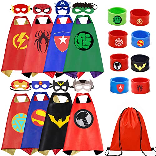 KARAZZO Superhero Capes Set and Wristbands Kids Costumes Halloween Christmas Cosplay Dress Up Gift for Boys Girls(8PCS)