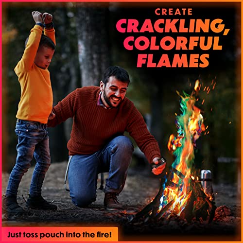 Magical Flames Fire Color Changing Packets - Fire Pit, Campfires, Outdoor Fireplaces - Hue-Changing Cosmic Flame Powder - Color Fire Camping Accessories for Kids & Adults - 50 Pack