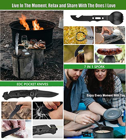 ASSABER Survival Kit,13 in 1 Survival Gear and Equipment, for Dad, First Aid Kit with Survival Bracelets Emergency Blanket Tactical Flashlight for Camping Adventures