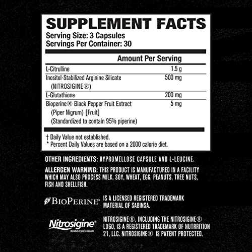 N.O. XT Nitric Oxide Supplement with Nitrosigine L Arginine & L Citrulline for Muscle Growth, Pumps, Vascularity, & Energy - Extra Strength Pre Workout N.O. Booster & Muscle Builder - 90 Veggie Pills