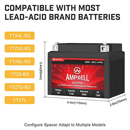 YTX4L-BS Lithium Motorcycle Battery 12V 2.5AH 150A with Smart BMS, Replacement Motorcycle, ATV, UTV, Scooter, 4 Wheeler Generator Battery and YTZ5S battery honda grom battery etc