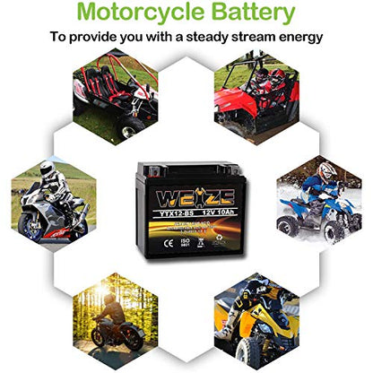 Weize YTX12-BS Motorcycle Battery High Performance - Maintenance Free - Sealed YTX12 BS AGM Rechargeable ATV Batteries compatible with Honda Kawasaki Suzuki
