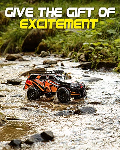 LAEGENDARY RC Crawler - 4x4 Offroad Crawler Remote Control Truck for Adults - RC Car, RC Rock Crawler, Fast Speed, Electric, Hobby Grade Car - 1:10 Scale, Brushed, Red - Orange