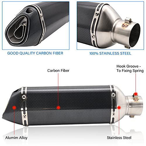 Motorcycle Slip On Exhaust Muffler,1.5-2" Carbon Fiber Unversal Exhaust Slip on Silencers & Mufflers For Dirt Bike Street Bike Scooter ATV Racing Exhaust Pipes