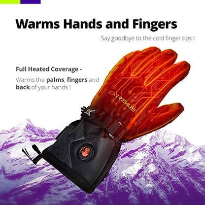 Extremus Buckwell Heated Gloves, Rechargeable Electric Warm Touch Screen fingertips Waterproof Winter Gloves for Men & Women, Heated Ice Fishing, Skiing, Snowboarding, Snowmobile Gloves