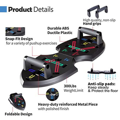 LALAHIGH Push Up Board, Upgraded 15 in 1 Push Up Bar, Premium ABS Pushup Stands w/ Drawstring Bag, Professional Pushup System for Chest, Tricep, Back, & Abs Workout, Portable Home Strength Training Equipment