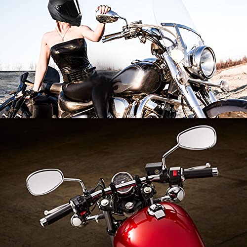 Motorcycle Mirrors, Universal 8mm 10mm Chrome Motorcycle Rear View Side Mirrors Handle Bar Bar End Motorcycle Mirrors Fit For Most Motorbikes