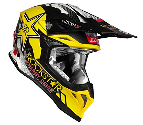 JUST 1 J39 Reactor Thermoplastic Resin External Shell MX Off-Road Motocross Motorcycle Helmet (Reactor Rockstar Energy, Large)