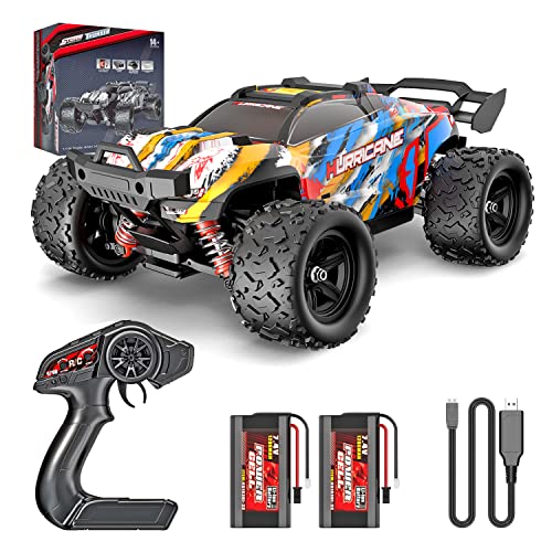 PHOUPHO Remote Control Car 1:18 Scale 45Km/h 4WD RC Car, Waterproof Drift Off-Road New HP Brush Motor with Two Rechargeable Batteries, Hobbyist Grade for Adults, Toy Gift for Boys Girls and Adults