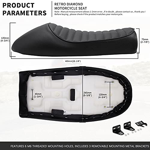 Black Vintage Cafe Racer Hump Seat Retro Saddle For CB 350 CB400 CB500 CB550 CB750