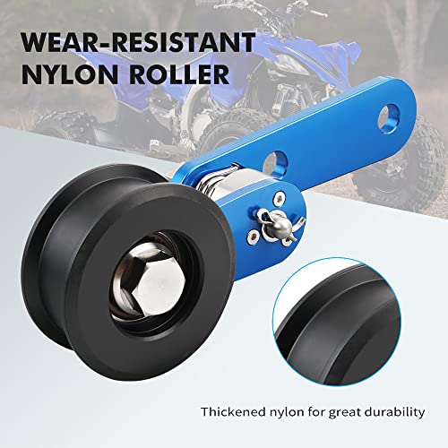 NICECNC Blue Brake Lever Pedal Extender and Chain Roller Tensioner with Spring Compatible with Yamaha YFZ450R 2009-2023
