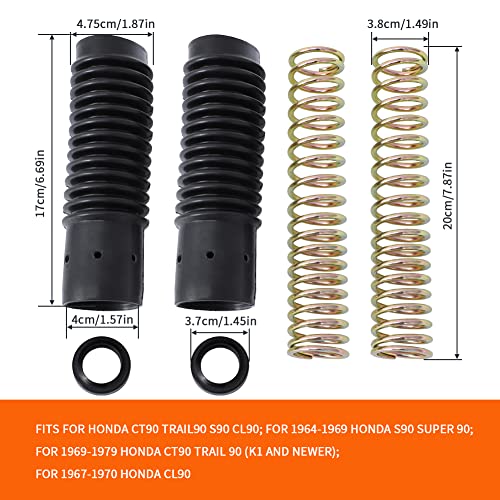 Motoparty Trail Gaiters Cover Boot For Honda CT90 TRAIL90 S90 CL90 Replace for 51611-459-880 Front Fork Cover Absorber Boots & Seals Spring Rebuild Kit