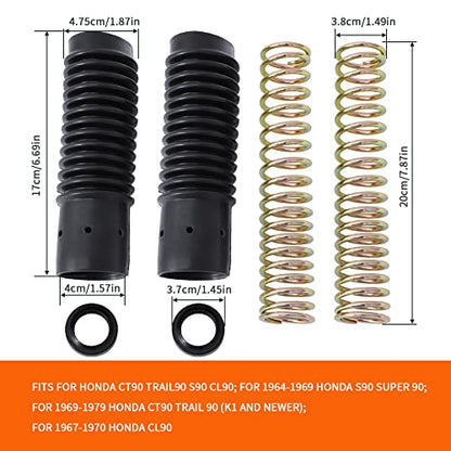 Motoparty Trail Gaiters Cover Boot For Honda CT90 TRAIL90 S90 CL90 Replace for 51611-459-880 Front Fork Cover Absorber Boots & Seals Spring Rebuild Kit