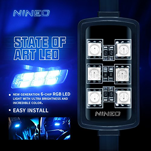 NINEO 8 pcs Motorcycle RGB LED Strip Lights , Multi-Color Neon w/Smart Remote Controller| Compatible with Carts Trikes Cruiser Scooter ATVs UTVs