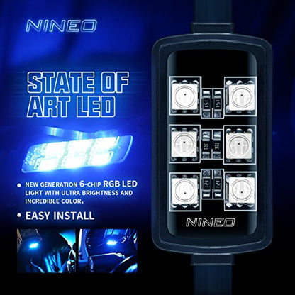NINEO 8 pcs Motorcycle RGB LED Strip Lights , Multi-Color Neon w/Smart Remote Controller| Compatible with Carts Trikes Cruiser Scooter ATVs UTVs