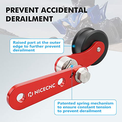 NICECNC Red Brake Lever Pedal Extender and Chain Roller Tensioner with Spring Compatible with Yamaha YFZ450R 2009-2023