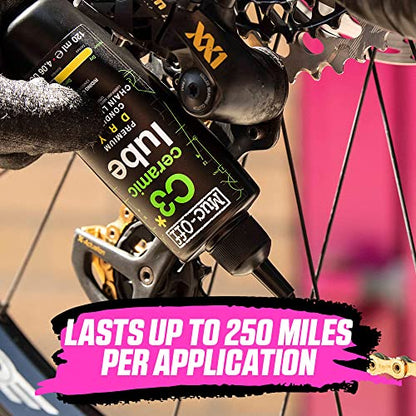 Muc Off C3 Ceramic Dry Chain Lube, 120 Milliliters - Premium Bike Chain Lubricant with UV Tracer Dye - Formulated for Dry and Dusty Weather Conditions